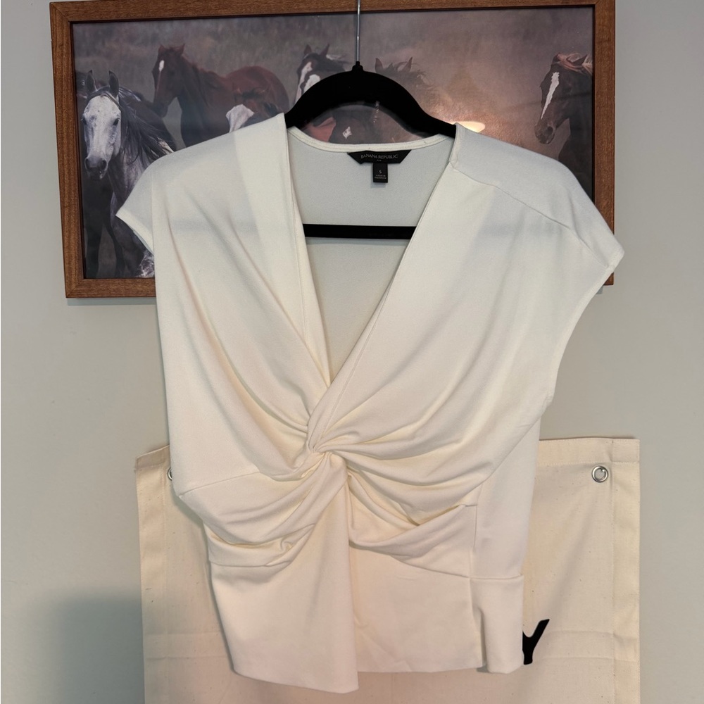 Banana Republic Cream Knotted Blouse